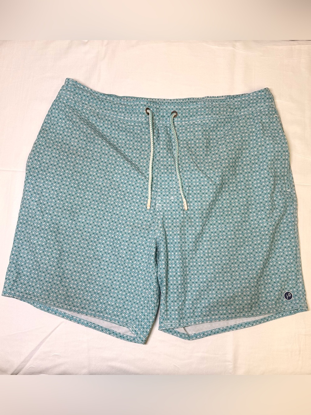 Johnnie-O Cruz Baja Floral Print Swim Trunks Board Shorts Teal Blue Men’s XL
